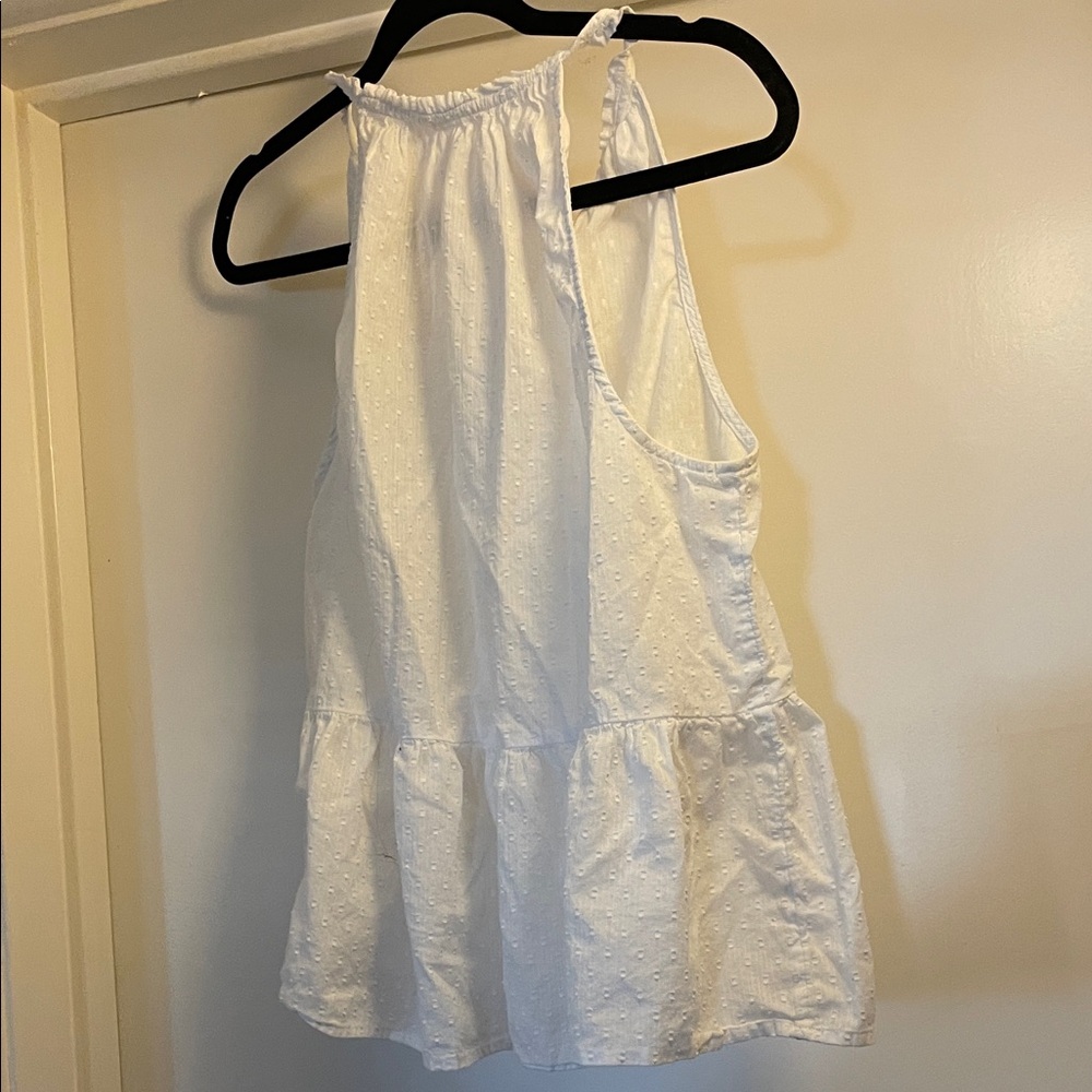 Lucky Brand White Eyelet Tassel Peplum Tank - Picture 5 of 6